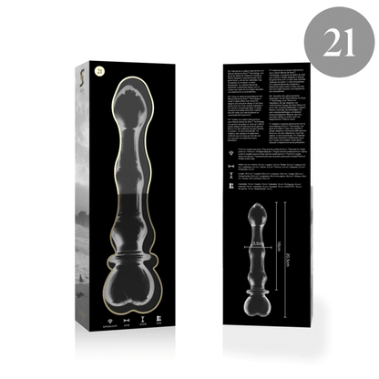 Nebula series by ibiza - modello 21 dildo in vetro borosilicato trasparente 20.5 cm -o- 3.5 cm