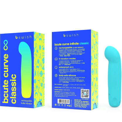 B SWISH - BCUTE CURVE INFINITE CLASSIQUE VIBRATEUR RECHARGEABLE EN SILICONE BLEU