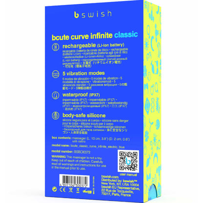 B SWISH - BCUTE CURVE INFINITE CLASSIQUE VIBRATEUR RECHARGEABLE EN SILICONE BLEU