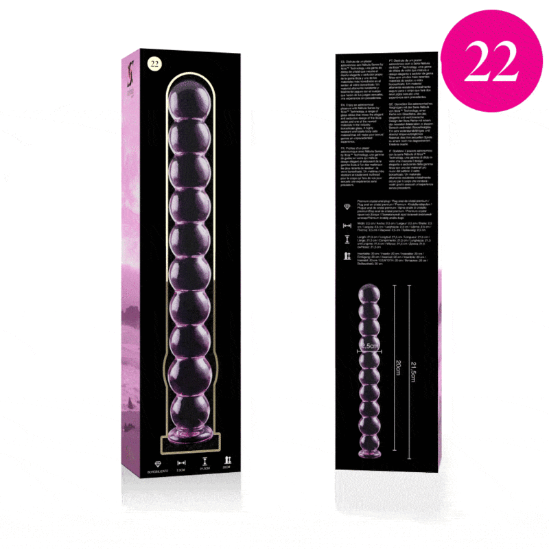 Nebula series by ibiza - modello 22 dildo in vetro borosilicato rosa 21.5 cm -o- 2.5 cm