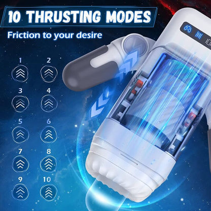 Game cup - masturbateur masculin avec fonction vibrante et chauffante avec support pour téléphone portable - noir