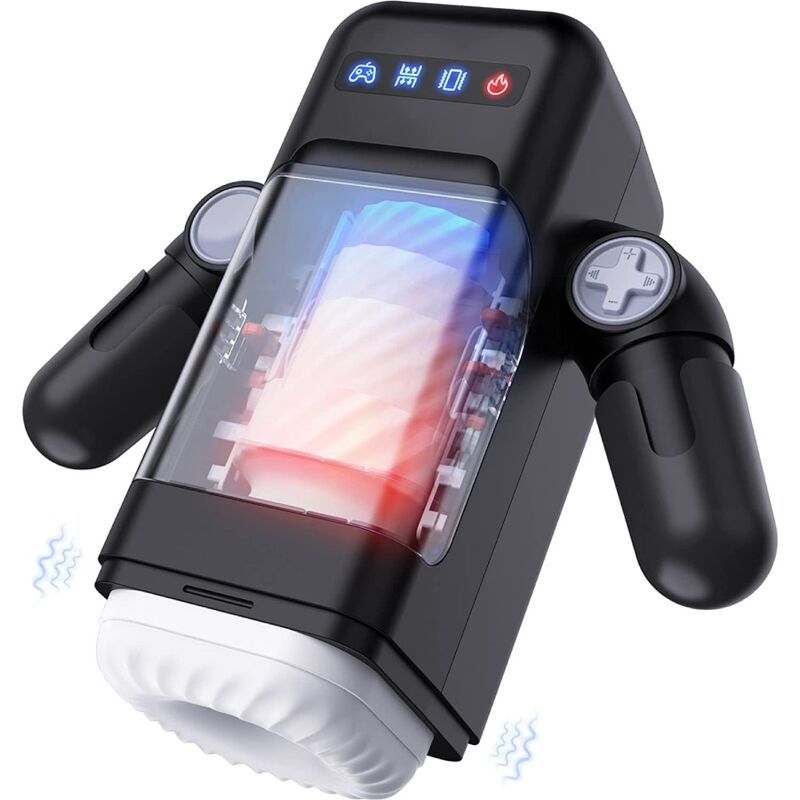 Game cup - masturbateur masculin avec fonction vibrante et chauffante avec support pour téléphone portable - noir