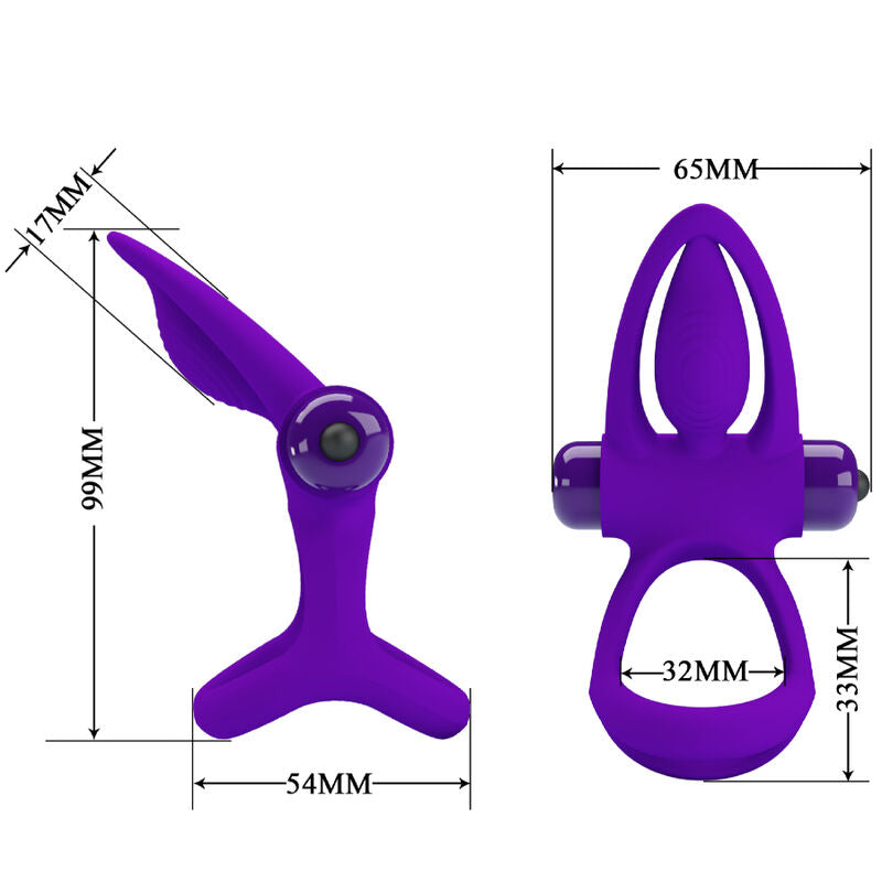 Pretty love - anello vibratore 10 vibrazioni in silicone violetto