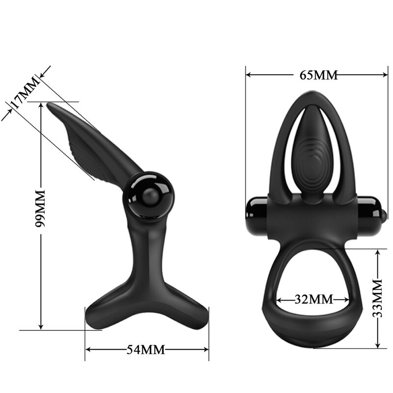 Pretty love - anello vibrante 10 vibrazioni in silicone nero