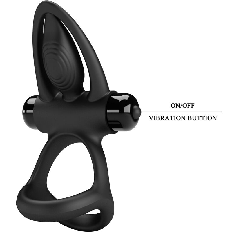 Pretty love - anello vibrante 10 vibrazioni in silicone nero