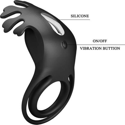 Pretty love - anello vibratore ruben 7 vibrazioni in silicone nero
