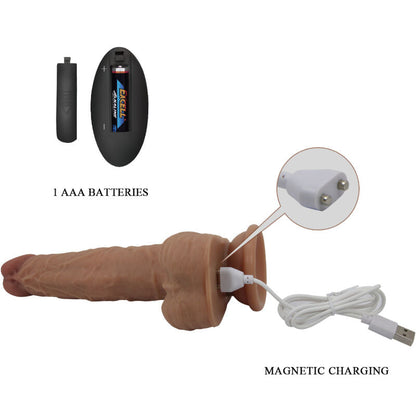 Pretty love - dildo jonathan silicone 3 vibrazioni + 3 funzioni di spinta telecomando 21 cm