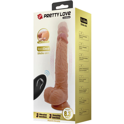 Pretty love - dildo jonathan silicone 3 vibrazioni + 3 funzioni di spinta telecomando 21 cm