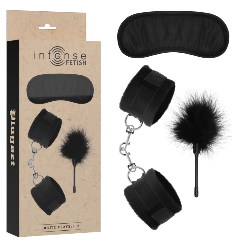 INTENSE - FETISH PLAYSET ÉROTIQUE 2 AVEC MENOTTES, BANDEAU ET PLUMEAU