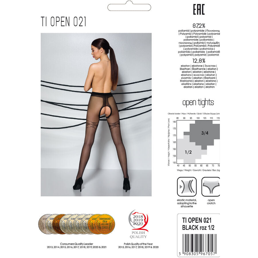 Passion - tiopen 021 medias negro 1/2 (20 den)
