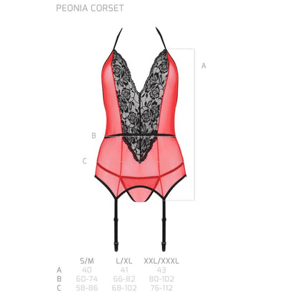 Passion - peonia corset erotic line rojo l/xl