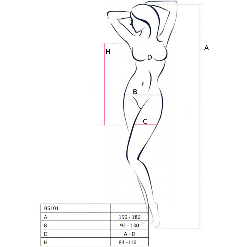 Passion - bs101 bodystocking blanco talla unica