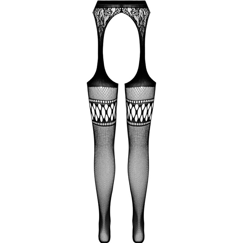 Passion - s026 medias con liguero negro talla unica