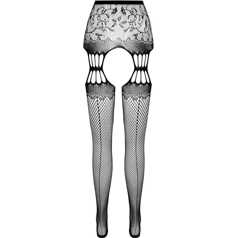 Passion - s027 medias con liguero negro talla unica