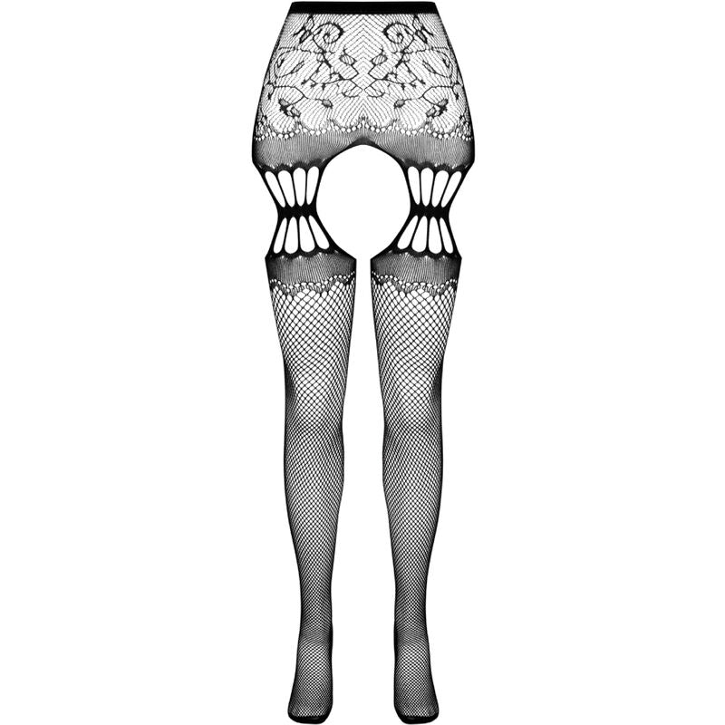 Passion - s027 medias con liguero negro talla unica