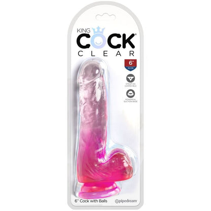 King cock clear - pene realistico con sfere 13,5 cm rosa