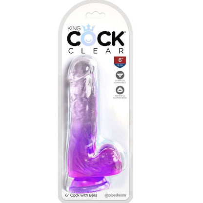 King cock clear - pene realistico con sfere 13,5 cm viola