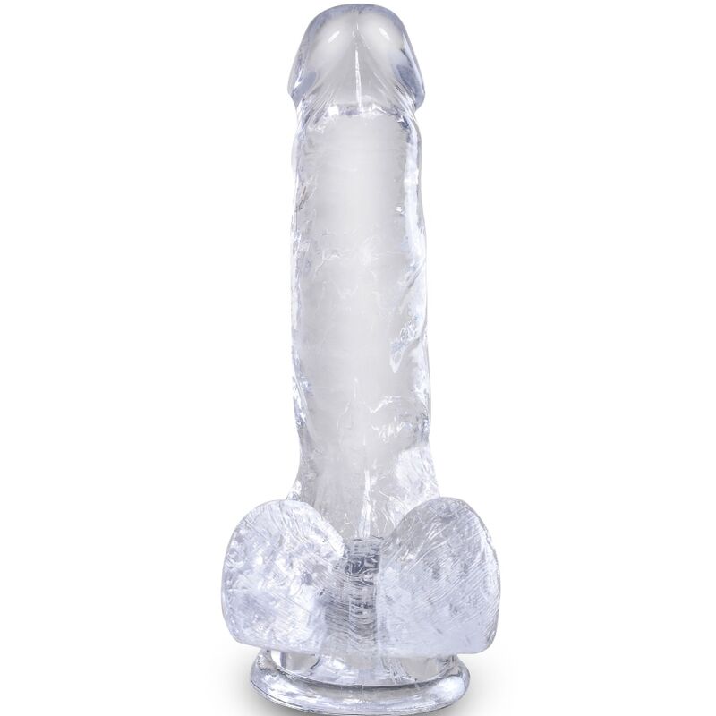 King cock clear - pénis réaliste avec boules 13,5 cm transparent