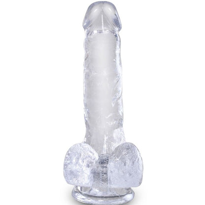 King cock clear - pénis réaliste avec boules 13,5 cm transparent