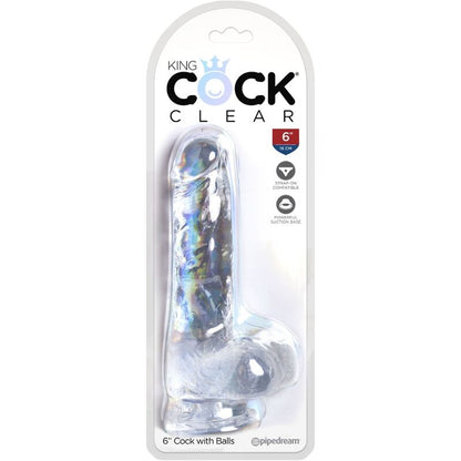 King cock clear - pénis réaliste avec boules 13,5 cm transparent