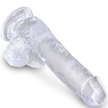King cock clear - pénis réaliste avec boules 13,5 cm transparent