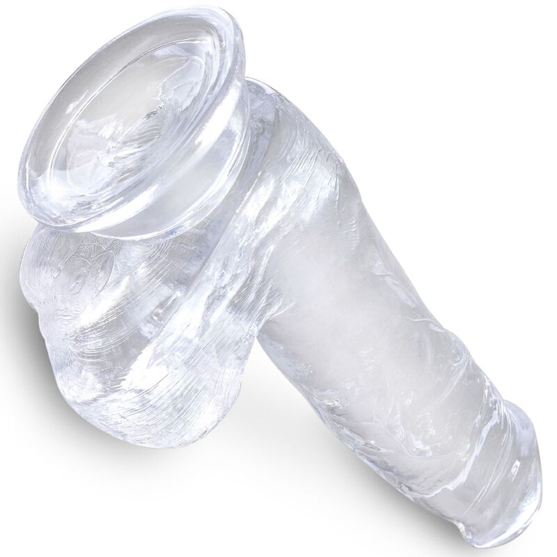 King cock clear - pénis réaliste avec boules 13,5 cm transparent