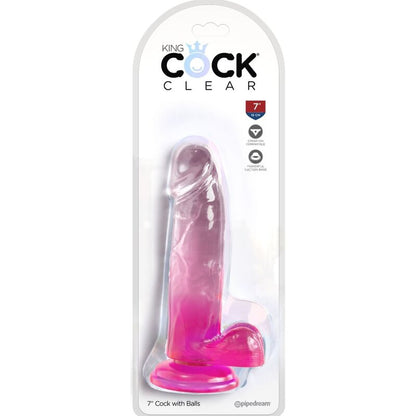 King cock clear -  pene realistico con sfere 15,2 cm rosa