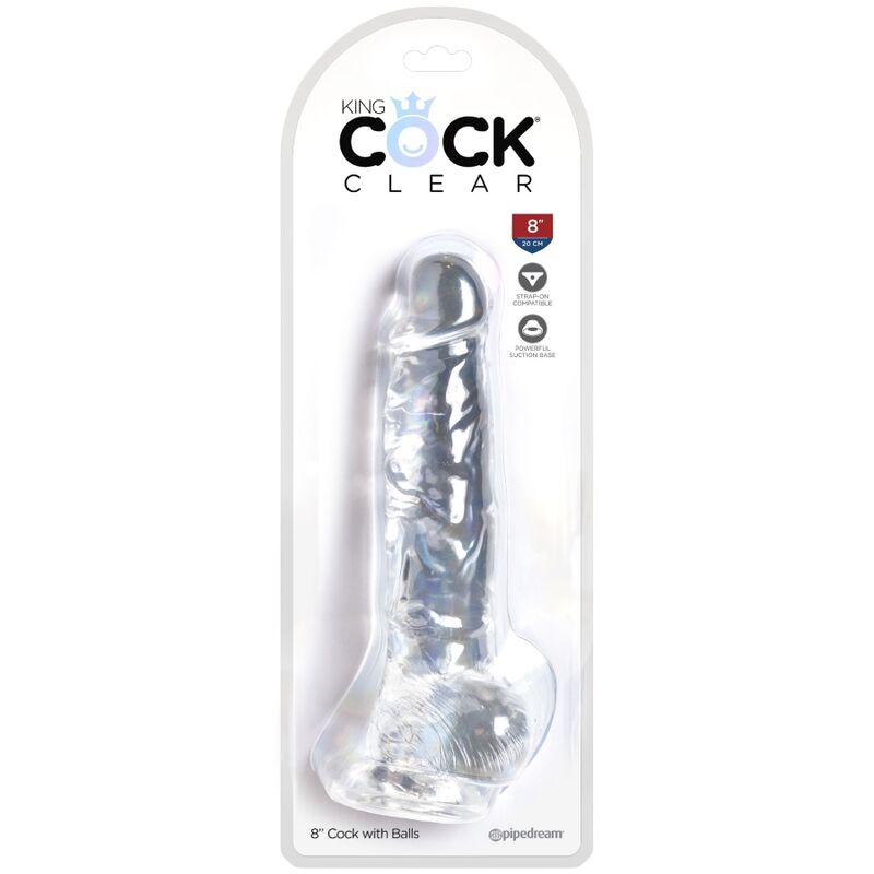 King cock clear - pene realistico con sfere 16,5 cm trasparente