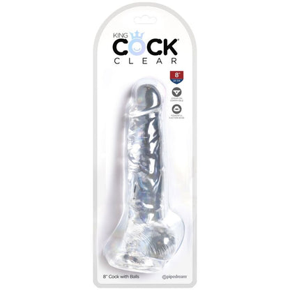 King cock clear - pene realistico con sfere 16,5 cm trasparente