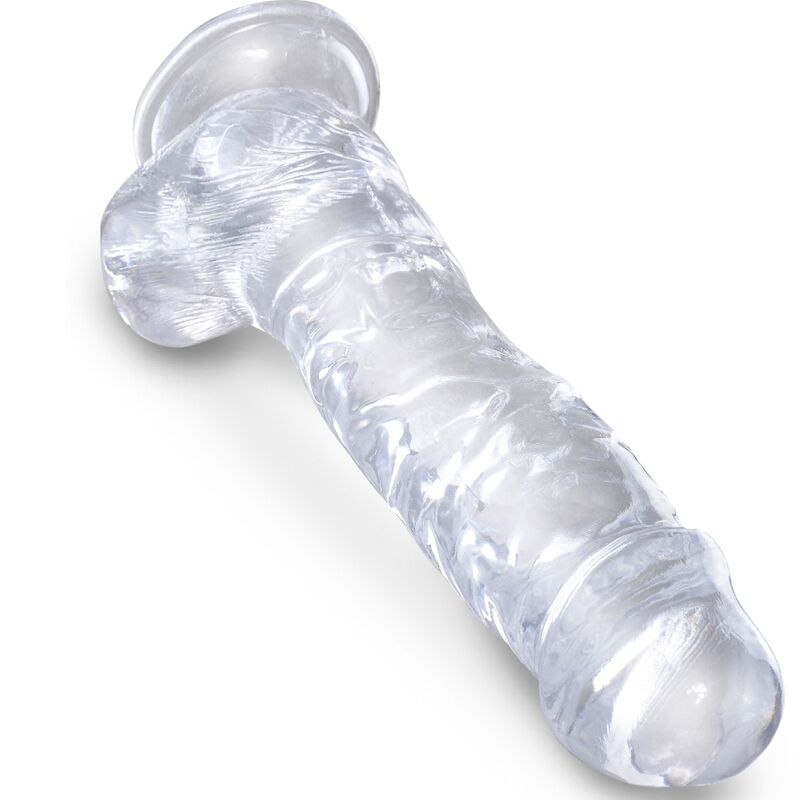 King cock clear - pene realistico con sfere 16,5 cm trasparente