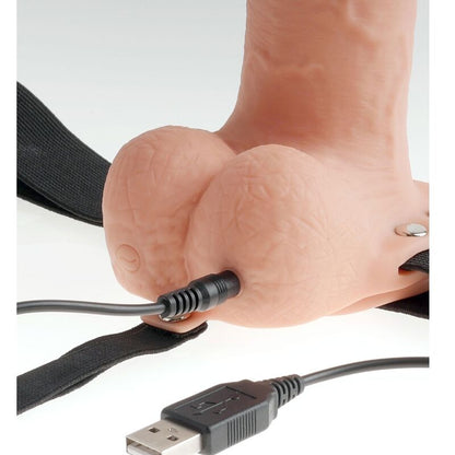 Fetish fantasy series - imbracatura regolabile pene realistico con sfere ricaricabili e vibratore 23 cm