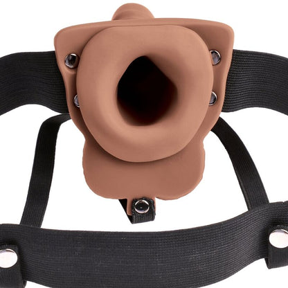 Serie fetish fantasy - imbracatura regolabile pene realistico con testicoli ricaricabili e vibratore 15 cm