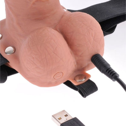Fetish fantasy series - imbracatura regolabile pene realistico con sfere ricaricabili e vibratore 17,8 cm
