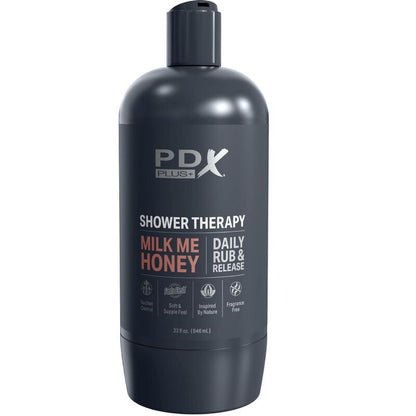 Pdx plus - masturbatore stroker dal design discreto con flacone di shampoo milk me honey candy