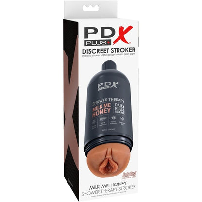 Pdx plus - masturbatore stroker dal design discreto con flacone di shampoo milk me honey candy