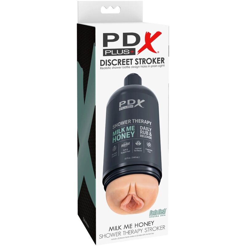 Pdx plus - masturbatore stroker dal design discreto con flacone shampoo milk me honey