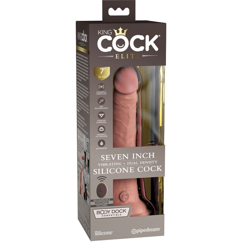 King cock elite - vibratore realistico e dildo in silicone telecomando 17,8 cm