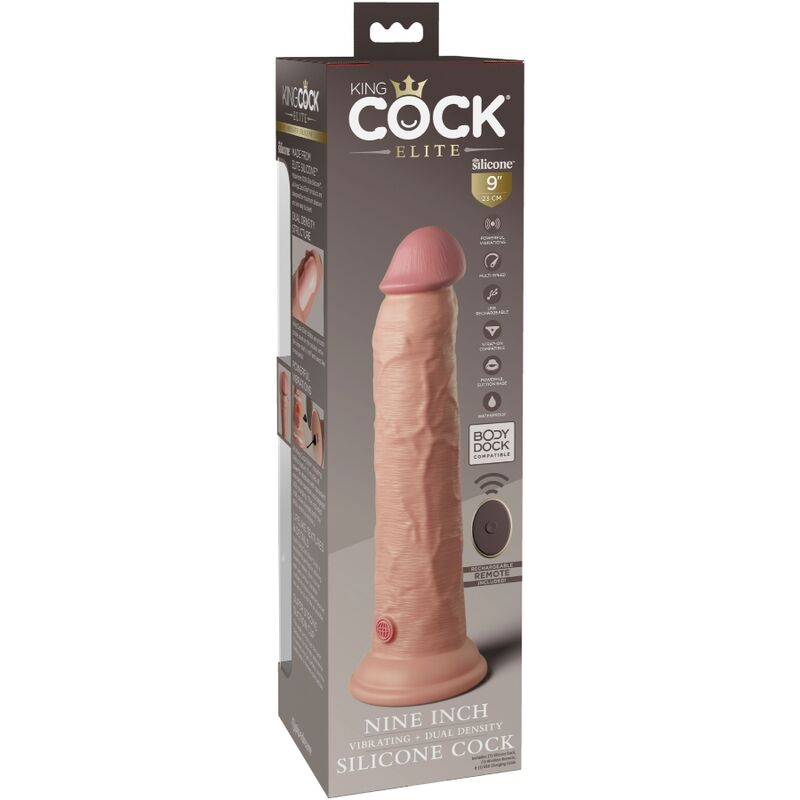 King cock elite - vibratore realistico e dildo in silicone telecomando 23 cm