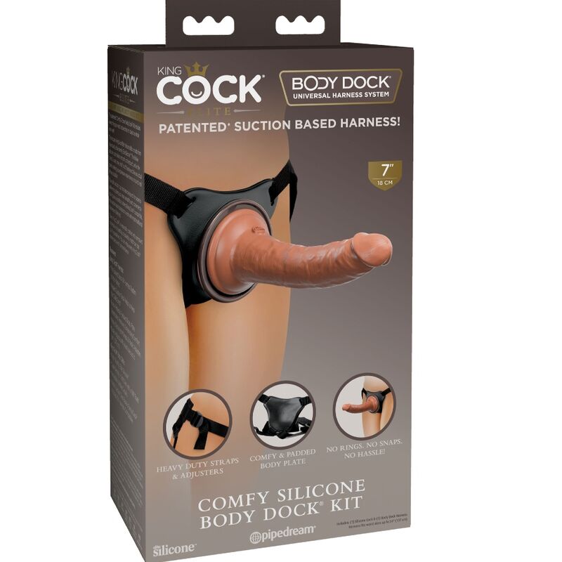King cock elite - harnais confortable réglable avec gode 17,8 cm