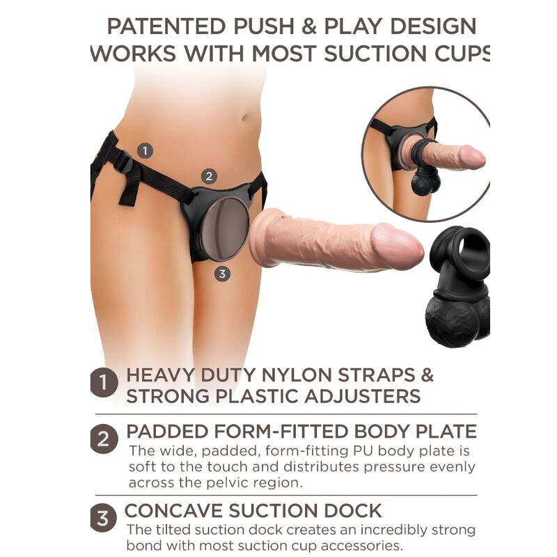 King cock elite - kit imbracatura regolabile deluxe anello con testicoli e dildo 20,3 cm