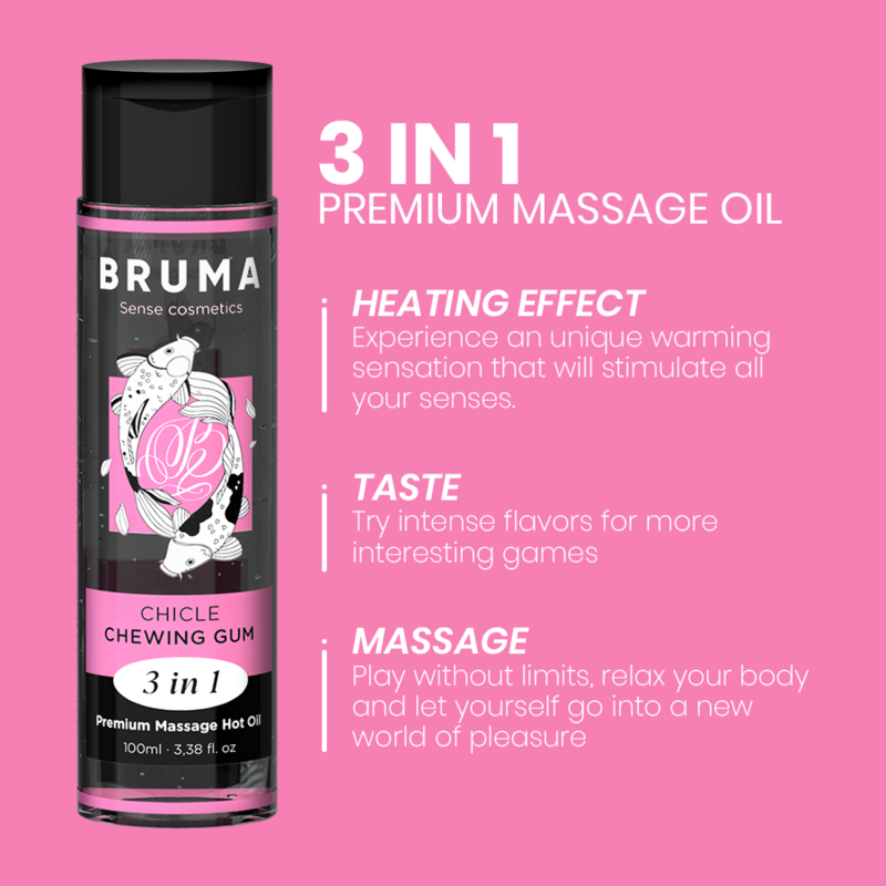 Bruma - olio da massaggio premium effetto calore sapore gomma 3 in 1 - 100 ml