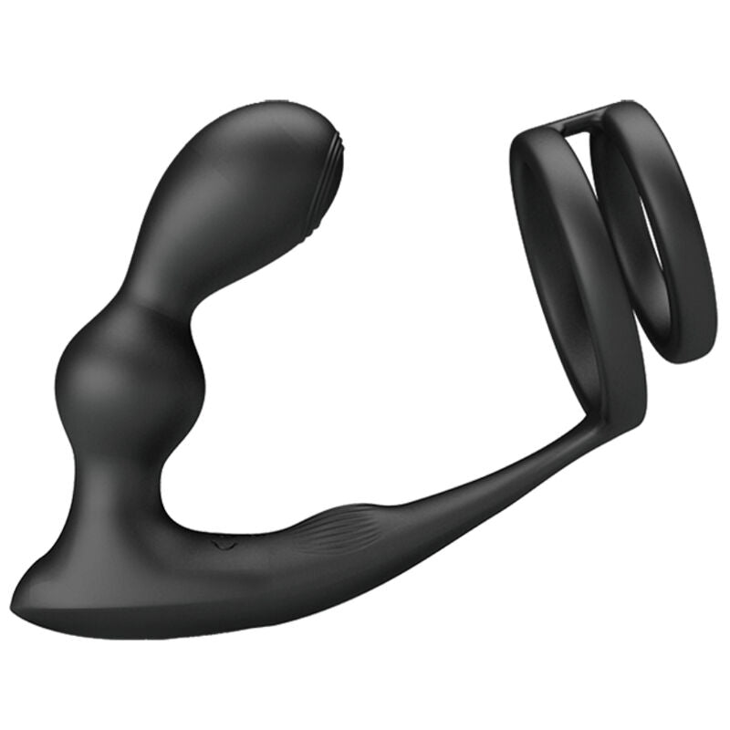 Annello per il pene Pretty Love Marshall con Plug Anale e Telecomando Nero