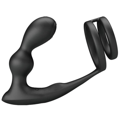 Annello per il pene Pretty Love Marshall con Plug Anale e Telecomando Nero