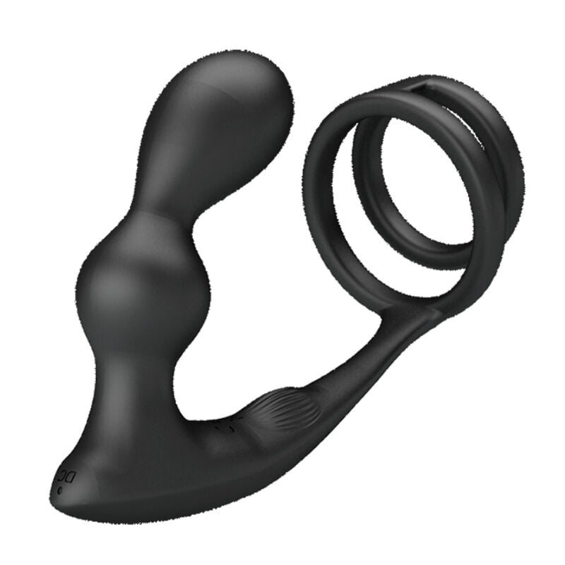 Annello per il pene Pretty Love Marshall con Plug Anale e Telecomando Nero