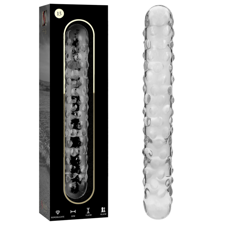 Nebula series by ibiza - modello 15 dildo in vetro borosilicato trasparente 18.5 cm -o- 3 cm