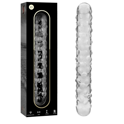 Nebula series by ibiza - modello 15 dildo in vetro borosilicato trasparente 18.5 cm -o- 3 cm