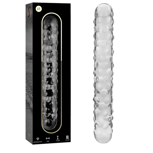 Nebula series by ibiza - modello 15 dildo in vetro borosilicato trasparente 18.5 cm -o- 3 cm