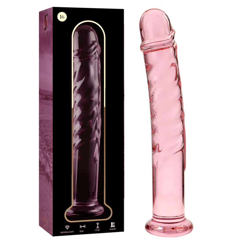 Nebula series by ibiza - modello 16 dildo in vetro borosilicato rosa 18.5 cm -o- 3 cm