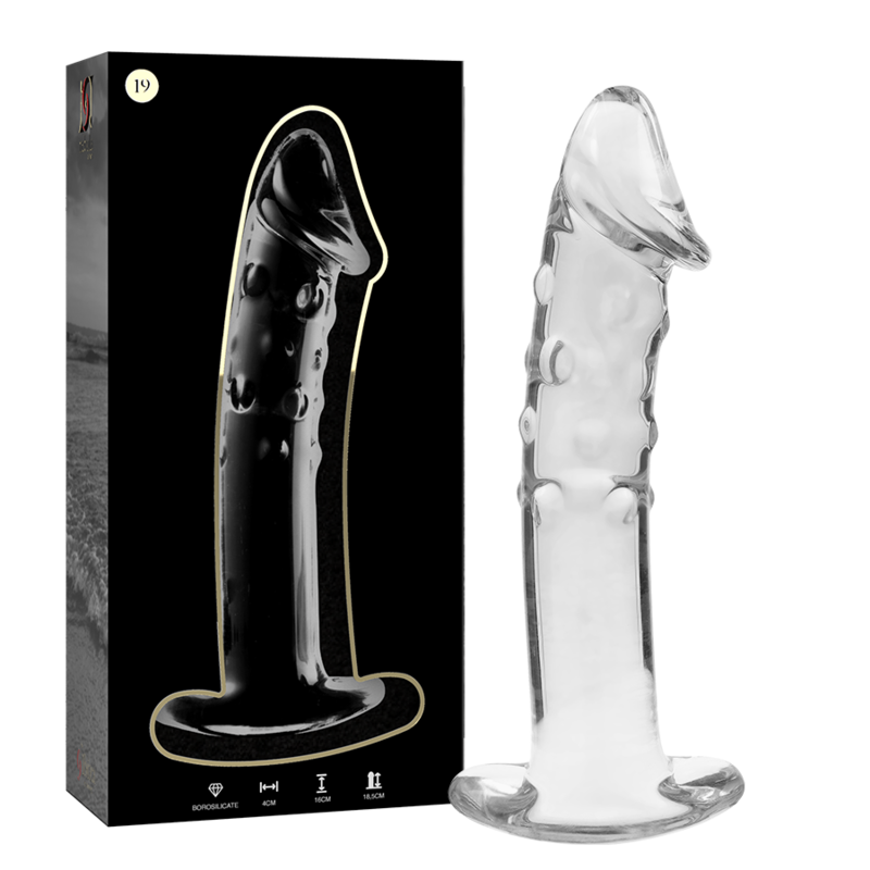 Nebula series by ibiza - modello 19 dildo in vetro borosilicato trasparente 18.5 cm -o- 4 cm
