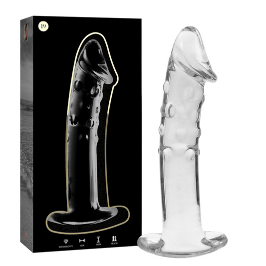 Nebula series by ibiza - modello 19 dildo in vetro borosilicato trasparente 18.5 cm -o- 4 cm
